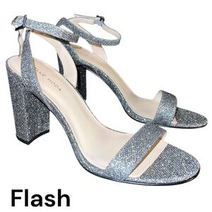 Pelle Moda Brynn Pewter Metallic Block Heel Sandals – Women’s Size 9M new in box